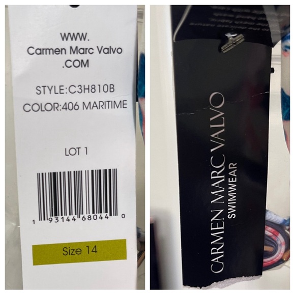 NWT! Carmen Marc Valvo  One-Shoulder One-Piece maritime - Picture 4 of 7